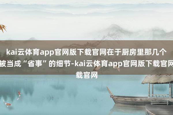 kai云体育app官网版下载官网在于厨房里那几个被当成“省事”的细节-kai云体育app官网版下载官网